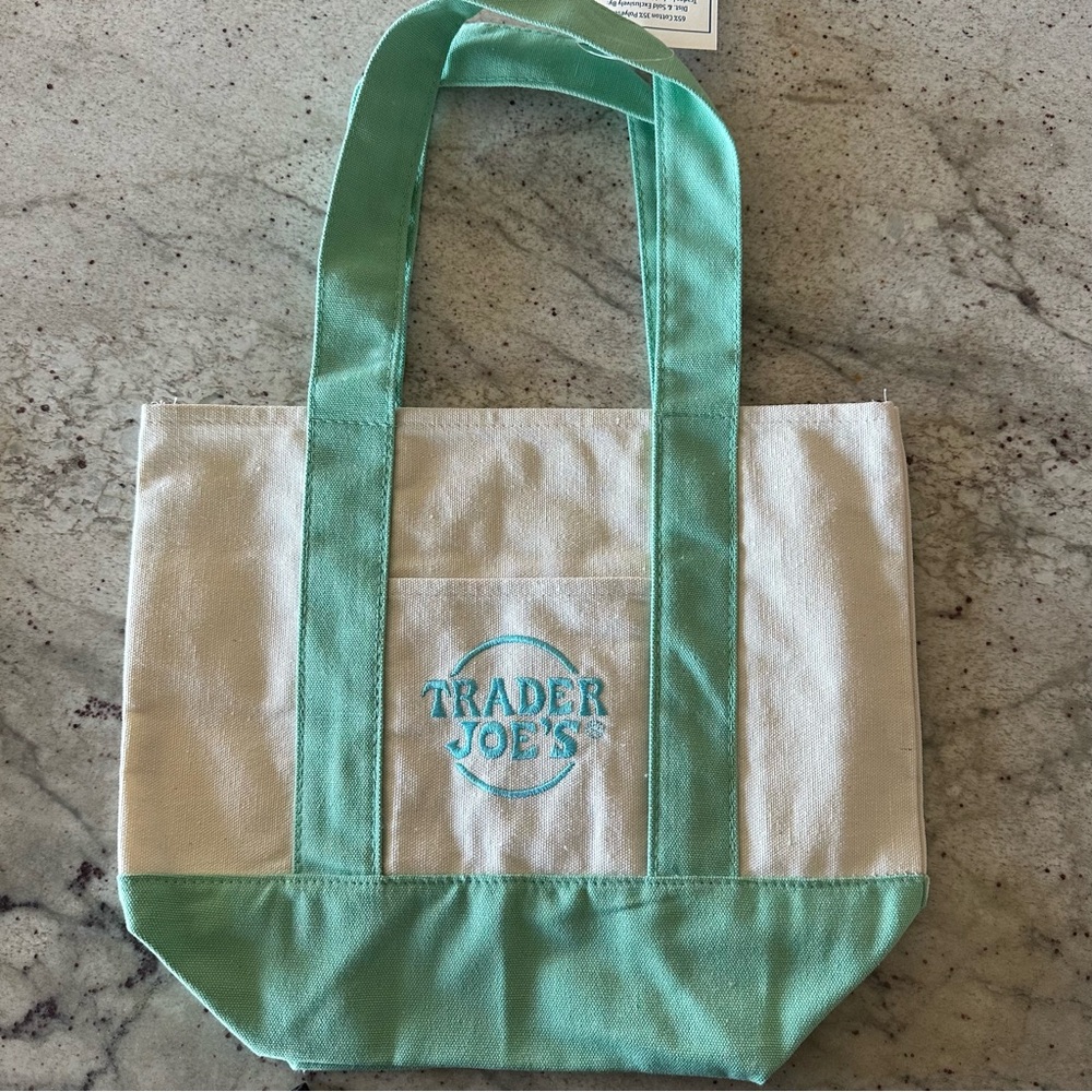 Small 2026 Trader Joe's Canvas Tote in Mint - Picture 2 of 4